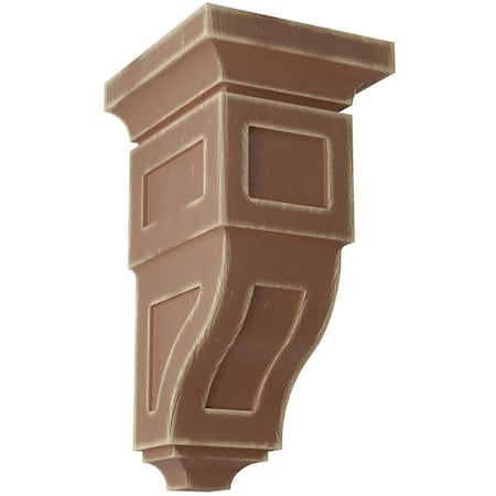 Ekena Millwork 6"W x 6 3/4"D x 12"H Large Reyes Wood Vintage Decor Corbel, Weathered Brown CORWD06X06X12RYBR